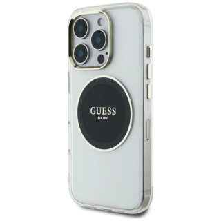 Guess IML Metal Colored Circle Classic Logo MagSafe iPhone 16 Pro Max kemény hátlap tok - fekete