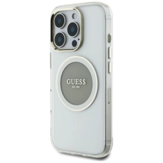 Guess IML Metal Colored Circle Classic Logo MagSafe iPhone 16 Pro Max kemény hátlap tok - szürke