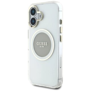 Guess IML Metal Colored Circle Classic Logo MagSafe iPhone 16 kemény hátlap tok - szürke