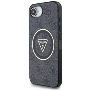 Guess IML Metal Glitter 4G Circle Triangle MagSafe iPhone 16e kemény hátlap tok - fekete