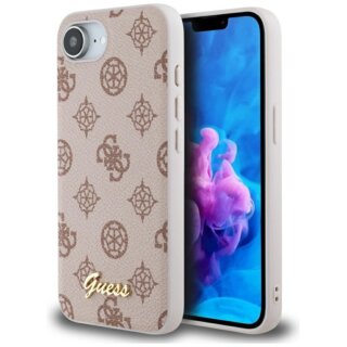 Guess Peony Script Logo MagSafe iPhone 16e bőr hátlap tok - barna