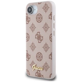 Guess Peony Script Logo MagSafe iPhone 16e bőr hátlap tok - barna