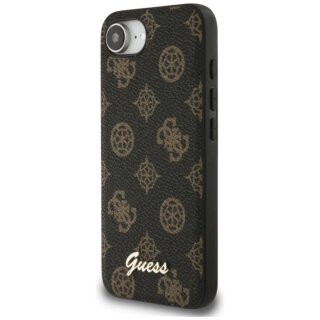 Guess Peony Script Logo MagSafe iPhone 16e bőr hátlap tok - fekete