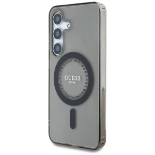 Guess Rhinestones Printed Classic Logo MagSafe Samsung Galaxy S25 kemény hátlap tok - fekete