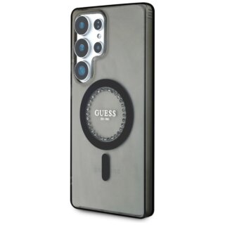 Guess Rhinestones Printed Classic Logo MagSafe Samsung Galaxy S25 Ultra kemény hátlap tok - fekete