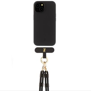 Just Elegance MagSafe iPhone 15 szilikon hátlap tok + nyakpánt - fekete