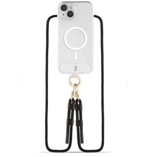 Just Elegance MagSafe iPhone 15 szilikon hátlap tok + nyakpánt - átlátszó