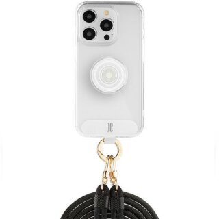 Just Elegance PopGrip iPhone 15 Pro szilikon hátlap tok + nyakpánt + fogantyú - átlátszó