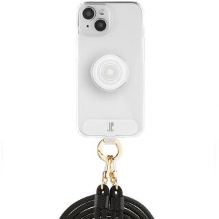 Just Elegance PopGrip iPhone 15 szilikon hátlap tok + nyakpánt + fogantyú - átlátszó