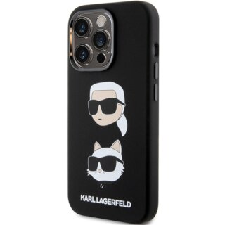 Karl Lagerfeld KLHCP15LSDHKCNK Karl&Choupette Head iPhone 15 Pro szilikon hátlap tok - fekete