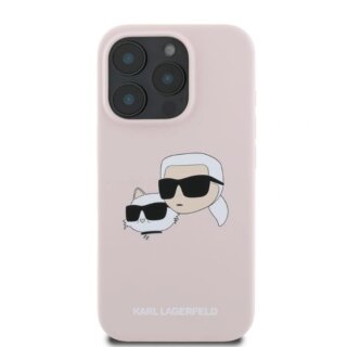 Karl Lagerfeld KLHMP16LSKCHPPLP Double Heads Print MagSafe iPhone 16 Pro szilikon hátlap tok - rózsaszín