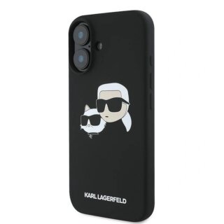 Karl Lagerfeld KLHMP16MSKCHPPLK Double Heads Print MagSafe iPhone 16 Plus szilikon hátlap tok - fekete
