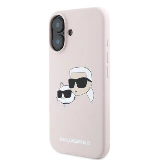 Karl Lagerfeld KLHMP16MSKCHPPLP Double Heads Print MagSafe iPhone 16 Plus szilikon hátlap tok - rózsaszín