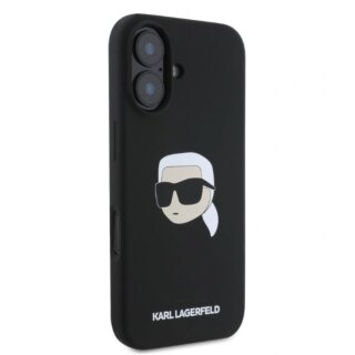 Karl Lagerfeld KLHMP16SSKHPPLK Karl Head Print MagSafe iPhone 16 szilikon hátlap tok - fekete
