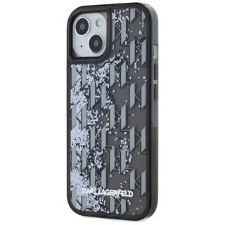 Karl Lagerfeld Liquide Glitter Monogram Gradient iPhone 15 kemény hátlap tok - fekete/csillámos