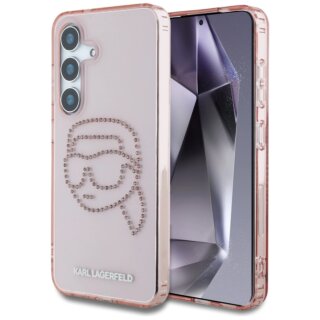 Karl Lagerfeld Rhinestones K. Head Logo Samsung Galaxy S25 kemény hátlap tok - rózsaszín