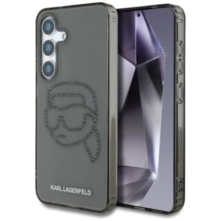 Karl Lagerfeld Rhinestones Karl Head Logo Samsung Galaxy S25 kemény hátlap tok - fekete