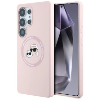 Karl Lagerfeld Double Heads And Circle MagSafe Samsung Galaxy S25 Ultra szilikon hátlap tok - rózsaszín