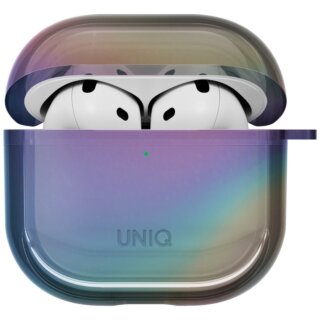 Uniq Iridescia Apple AirPods 4 szilikon tok + karabíner - midnight/irrizáló