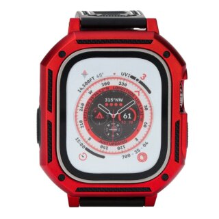 Bizon Action Pro Apple Watch Ultra 49mm szilikon tok + szíj - piros