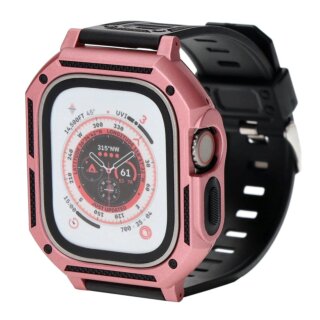 Bizon Action Pro Apple Watch Ultra 49mm szilikon tok + szíj - rózsaszín