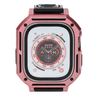 Bizon Action Pro Apple Watch Ultra 49mm szilikon tok + szíj - rózsaszín