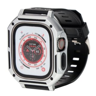 Bizon Action Pro Apple Watch Ultra 49mm szilikon tok + szíj - ezüst