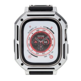 Bizon Action Pro Apple Watch Ultra 49mm szilikon tok + szíj - ezüst