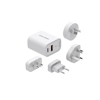 Mobile Origin MO14 Travel hálózati töltő adapter utazáshoz (USB-C, USB-C) EU / USA / UK / AUS 30W - fehér