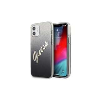 Guess Glitter Gradient Script iPhone 12 mini szilikon tok - fekete
