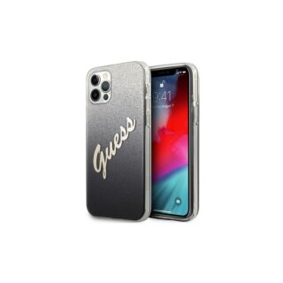 Guess Glitter Gradient Script iPhone 12 Pro Max szilikon tok - fekete