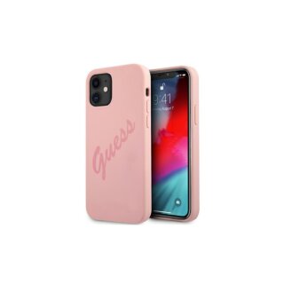 Guess Metal Script Vintage iPhone 12 mini szilikon tok - rózsazsín
