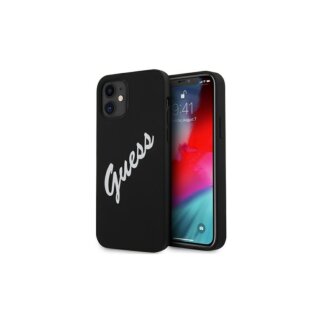 Guess Metal Silicone Vintage iPhone 12 mini szilikon tok - fekete/fehér