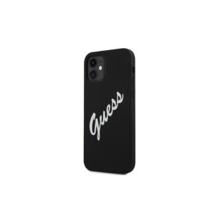 Guess Metal Silicone Vintage iPhone 12 mini szilikon tok - fekete/fehér