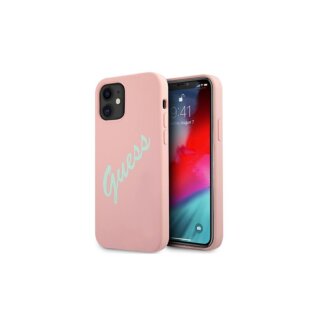 Guess Metal Silicone Vintage iPhone 12 mini szilikon tok - menta/rózsazsín