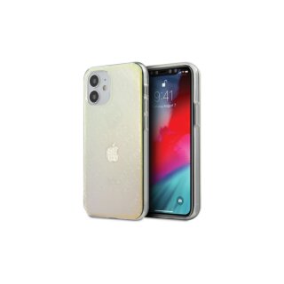 A Guess Pattern Collection iPhone 12 mini kemény tok - iridescent látni engedi az Apple márkalógót.