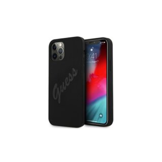 Guess Script Vintage iPhone 12 Pro Max szilikon tok - fekete