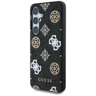 Guess 4G Printed Colored Peony Pattern MagSafe Samsung Galaxy S25 bőr hátlap tok - fekete