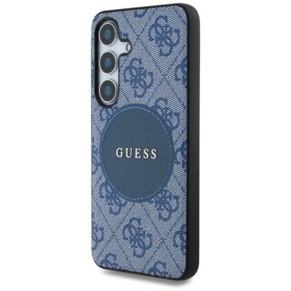 Guess 4G Round Patch Classic Logo MagSafe Samsung Galaxy S25+ Plus bőr hátlap tok - kék
