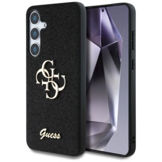 Guess Fixed Glitter Big 4G Metal Logo Samsung Galaxy S25 bőr hátlap tok - fekete