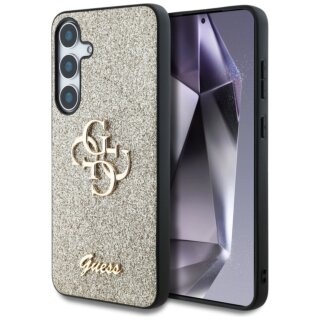 Guess Fixed Glitter Big 4G Metal Logo Samsung Galaxy S25 bőr hátlap tok - arany