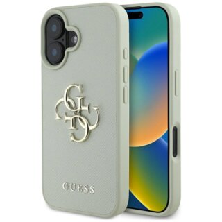 Guess Grained Big 4G Logo Small Classic Logo iPhone 16 bőr hátlap tok - zöld