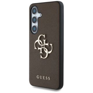 Guess Grained Big 4G Logo Small Classic Logo Samsung Galaxy S25+ Plus bőr hátlap tok - barna