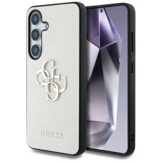 Guess Grained Big 4G Logo Small Classic Logo Samsung Galaxy S25 bőr hátlap tok - bézs