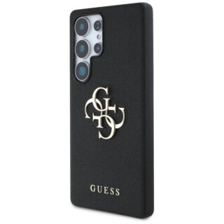 Guess Grained Big 4G Logo Small Classic Logo Samsung Galaxy S25 Ultra bőr hátlap tok - barna