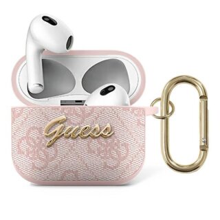 Guess GUA34GSMP Apple AirPods 3 bőr tok + karabíner - rózsaszín