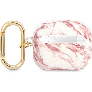 Guess GUA3HCHMAP Apple AirPods 3 szilikon tok + karabíner - rózsaszín/márvány