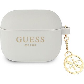 Guess Charm 4G GUA3LSC4EG Apple AirPods 3 szilikon tok + medál - fehér