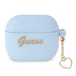 Guess Charm Heart GUA3LSCHSB Apple AirPods 3 szilikon tok + medál - kék