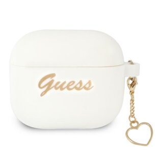 Guess Charm Heart GUA3LSCHSH Apple AirPods 3 szilikon tok + medál - fehér